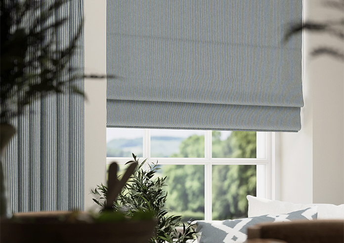 Montierre Stripe, Dusky Cornflower - Roman Blind - Image 5